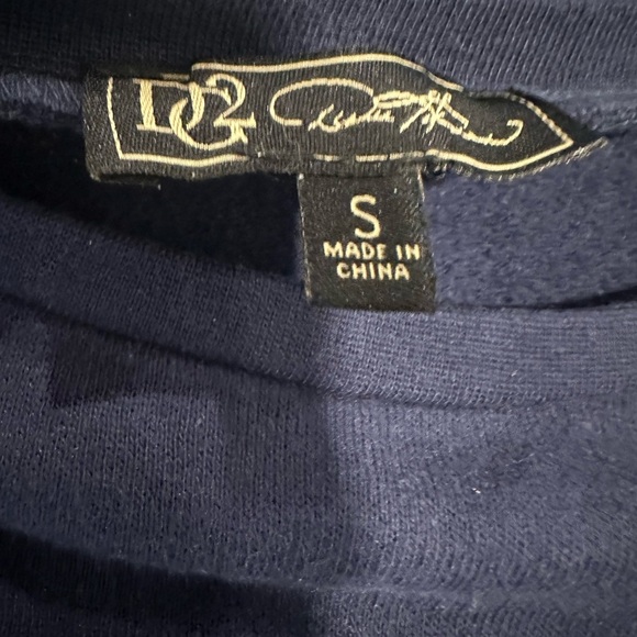 Navy Butterfly Fleece Bell Puff Sleeve Sweatshirt DG2 by Diane Gilman. Crew. Sm - Picture 6 of 16